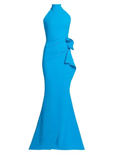 Chiara Boni La Petite Robe Women's Gudrum Halter Ruffle Gown - Catalina Blue | Thumbnail 1 Chiara Boni La Petite Robe Women's Gudrum Halter Ruffle Gown - Catalina Blue | Thumbnail 1