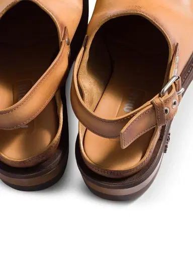 Miu Miu Women's Leather Mules with Buckle - Brown | Thumbnail 3 Miu Miu Women's Leather Mules with Buckle - Brown | Thumbnail 3