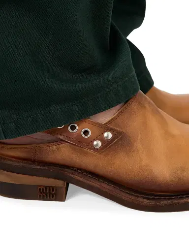 Miu Miu Women's Leather Mules with Buckle - Brown | Thumbnail 4 Miu Miu Women's Leather Mules with Buckle - Brown | Thumbnail 4