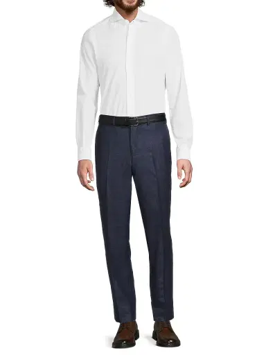 Isaia Men's Extended-Tab Woven Trousers - Blue | Thumbnail 2 Isaia Men's Extended-Tab Woven Trousers - Blue | Thumbnail 2