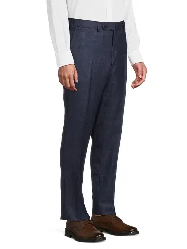 Isaia Men's Extended-Tab Woven Trousers - Blue | Thumbnail 4 Isaia Men's Extended-Tab Woven Trousers - Blue | Thumbnail 4