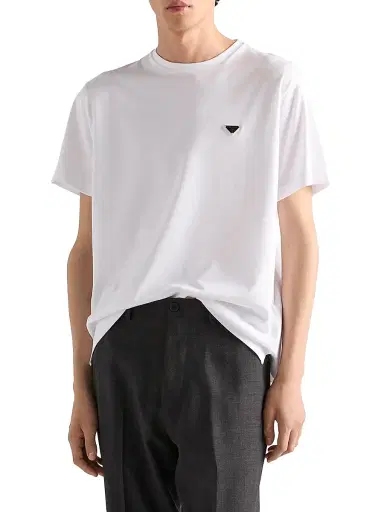 Prada Men's Cotton T-Shirt - White | Thumbnail 2 Prada Men's Cotton T-Shirt - White | Thumbnail 2