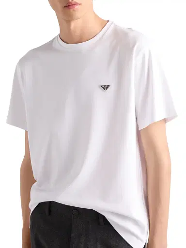 Prada Men's Cotton T-Shirt - White | Thumbnail 4 Prada Men's Cotton T-Shirt - White | Thumbnail 4