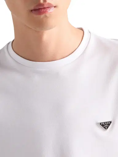 Prada Men's Cotton T-Shirt - White | Thumbnail 5 Prada Men's Cotton T-Shirt - White | Thumbnail 5