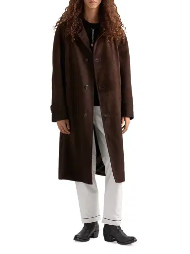 Prada Men's Suede Coat - Brown | Thumbnail 2 Prada Men's Suede Coat - Brown | Thumbnail 2