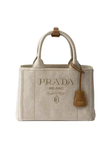 Prada Women's Jardinière Cotton Canvas Mini Top Handle Bag - Beige | Thumbnail 1 Prada Women's Jardinière Cotton Canvas Mini Top Handle Bag - Beige | Thumbnail 1