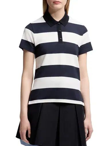 Moncler Women's Polo Shirt - White Blue | Thumbnail 2 Moncler Women's Polo Shirt - White Blue | Thumbnail 2