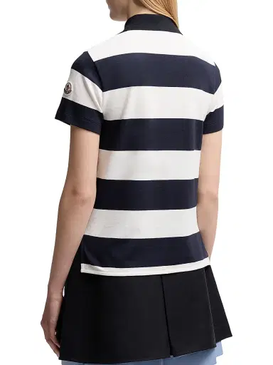 Moncler Women's Polo Shirt - White Blue | Thumbnail 3 Moncler Women's Polo Shirt - White Blue | Thumbnail 3
