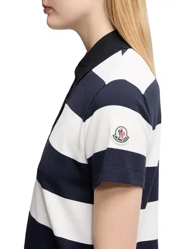 Moncler Women's Polo Shirt - White Blue | Thumbnail 4 Moncler Women's Polo Shirt - White Blue | Thumbnail 4