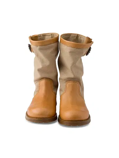 Prada Women's Leather and Canvas Boots - Beige Khaki | Thumbnail 2 Prada Women's Leather and Canvas Boots - Beige Khaki | Thumbnail 2