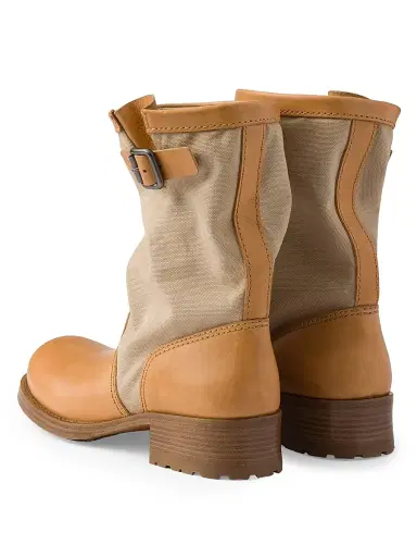 Prada Women's Leather and Canvas Boots - Beige Khaki | Thumbnail 4 Prada Women's Leather and Canvas Boots - Beige Khaki | Thumbnail 4