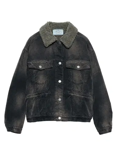 Prada Women's Corduroy Blouson Jacket - Black | Thumbnail 1 Prada Women's Corduroy Blouson Jacket - Black | Thumbnail 1