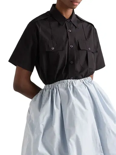 Prada Women's Short-Sleeved Poplin Shirt - Black | Thumbnail 2 Prada Women's Short-Sleeved Poplin Shirt - Black | Thumbnail 2