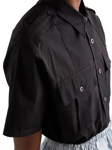 Prada Women's Short-Sleeved Poplin Shirt - Black | Thumbnail 5 Prada Women's Short-Sleeved Poplin Shirt - Black | Thumbnail 5