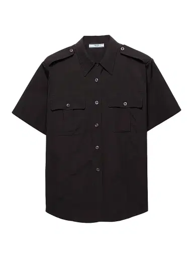 Prada Women's Short-Sleeved Poplin Shirt - Black | Thumbnail 1 Prada Women's Short-Sleeved Poplin Shirt - Black | Thumbnail 1