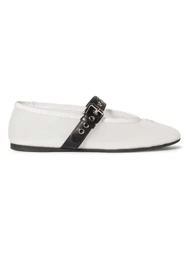 Miu Miu Women's Mesh Fabric Ballerinas - White | Thumbnail 1 Miu Miu Women's Mesh Fabric Ballerinas - White | Thumbnail 1