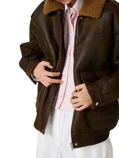Miu Miu Women's Shearling Blouson Jacket - Dark Brown - Size 8 | Thumbnail 4 Miu Miu Women's Shearling Blouson Jacket - Dark Brown - Size 8 | Thumbnail 4