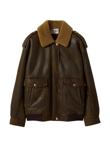 Miu Miu Women's Shearling Blouson Jacket - Dark Brown - Size 8 | Thumbnail 1 Miu Miu Women's Shearling Blouson Jacket - Dark Brown - Size 8 | Thumbnail 1