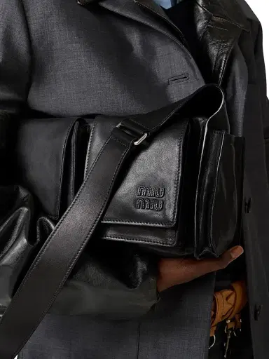 Miu Miu Women's Utilitaire Nappa Leather Shoulder Bag - Black | Thumbnail 4 Miu Miu Women's Utilitaire Nappa Leather Shoulder Bag - Black | Thumbnail 4