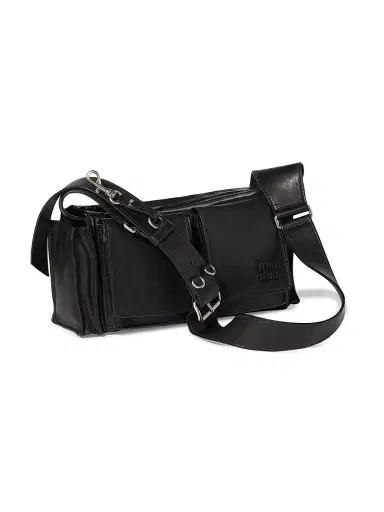 Miu Miu Women's Utilitaire Nappa Leather Shoulder Bag - Black | Thumbnail 5 Miu Miu Women's Utilitaire Nappa Leather Shoulder Bag - Black | Thumbnail 5