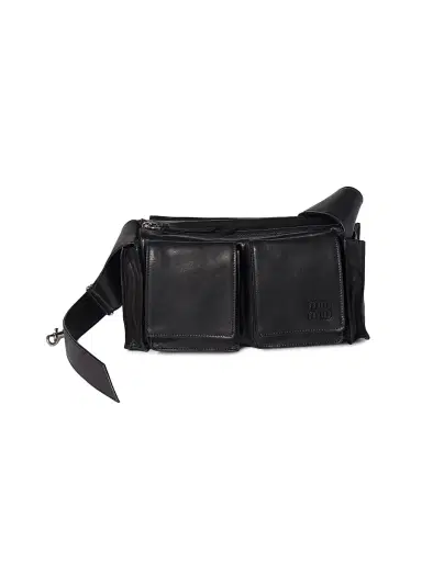 Miu Miu Women's Utilitaire Nappa Leather Shoulder Bag - Black | Thumbnail 1 Miu Miu Women's Utilitaire Nappa Leather Shoulder Bag - Black | Thumbnail 1