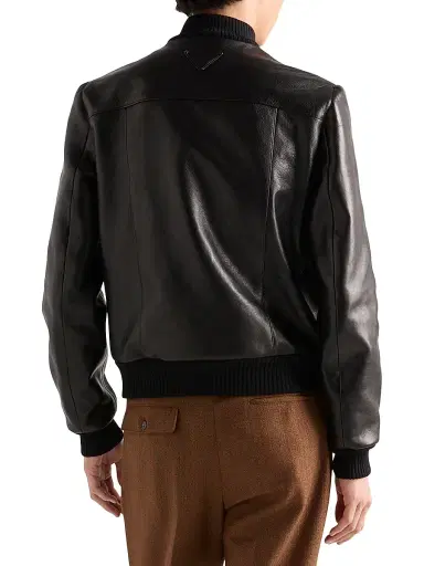 Prada Men's Leather Bomber Jacket - Black - Size 44 | Thumbnail 3 Prada Men's Leather Bomber Jacket - Black - Size 44 | Thumbnail 3