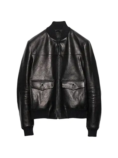 Prada Men's Leather Bomber Jacket - Black - Size 44 | Thumbnail 1 Prada Men's Leather Bomber Jacket - Black - Size 44 | Thumbnail 1