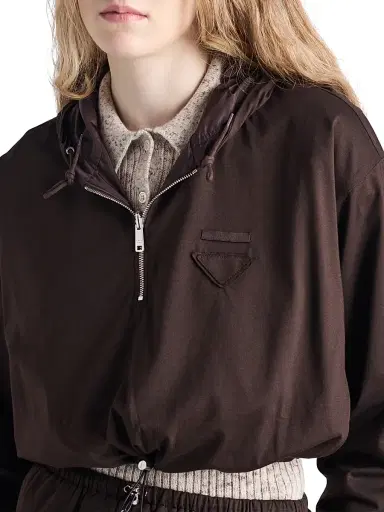 Prada Women's Reversible Cotton Jersey and Re-Nylon Hoodie - Brown | Thumbnail 4 Prada Women's Reversible Cotton Jersey and Re-Nylon Hoodie - Brown | Thumbnail 4