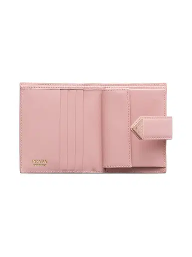 Prada Women's Small Saffiano and Smooth Leather Wallet - Dusty Pink | Thumbnail 2 Prada Women's Small Saffiano and Smooth Leather Wallet - Dusty Pink | Thumbnail 2