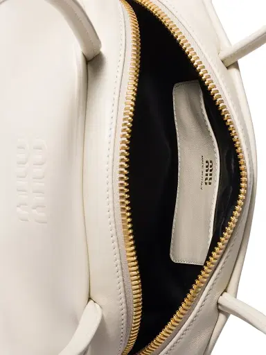 Miu Miu Women's Beau Leather Shoulder Bag - Beige | Thumbnail 4 Miu Miu Women's Beau Leather Shoulder Bag - Beige | Thumbnail 4