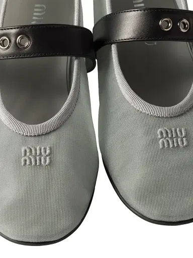 Miu Miu Women's Mesh Fabric Ballerinas - Grey | Thumbnail 3 Miu Miu Women's Mesh Fabric Ballerinas - Grey | Thumbnail 3