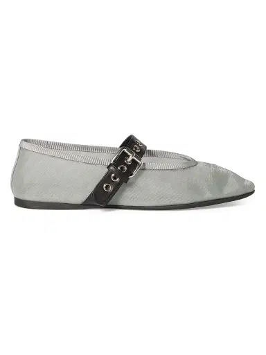 Miu Miu Women's Mesh Fabric Ballerinas - Grey | Thumbnail 1 Miu Miu Women's Mesh Fabric Ballerinas - Grey | Thumbnail 1