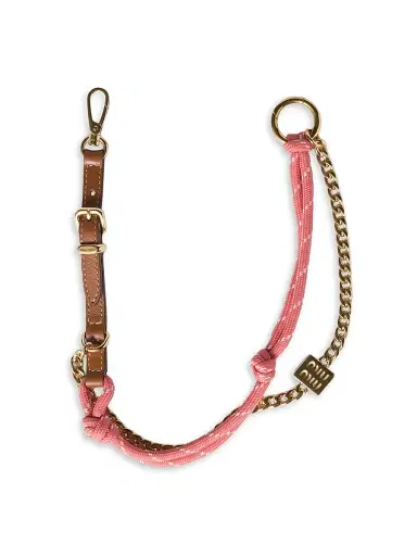 Miu Miu Women's Leather, Cord, and Metal Trick Bag Accessory - Brown | Thumbnail 1 Miu Miu Women's Leather, Cord, and Metal Trick Bag Accessory - Brown | Thumbnail 1