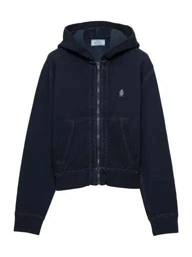 Prada Women's Cotton Hoodie Jacket - Navy Blue | Thumbnail 1 Prada Women's Cotton Hoodie Jacket - Navy Blue | Thumbnail 1