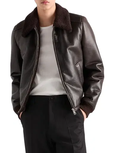 Prada Men's Leather and Shearling Jacket - Brown - Size 46 | Thumbnail 2 Prada Men's Leather and Shearling Jacket - Brown - Size 46 | Thumbnail 2