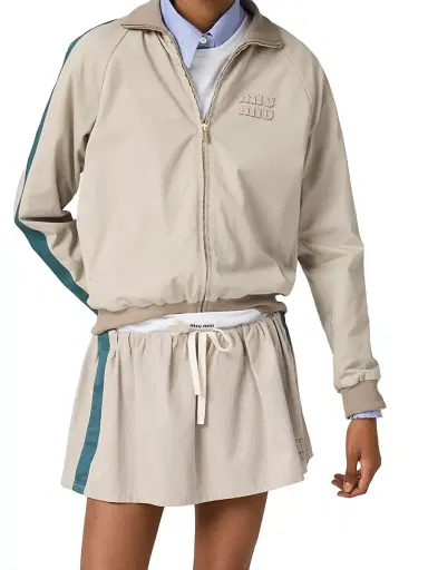 Miu Miu Women's Washed Twill Blouson Jacket - Beige Khaki - Size 4 | Thumbnail 6 Miu Miu Women's Washed Twill Blouson Jacket - Beige Khaki - Size 4 | Thumbnail 6