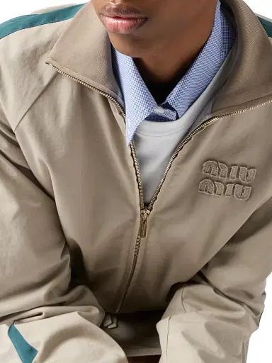 Miu Miu Women's Washed Twill Blouson Jacket - Beige Khaki - Size 4 | Thumbnail 7 Miu Miu Women's Washed Twill Blouson Jacket - Beige Khaki - Size 4 | Thumbnail 7