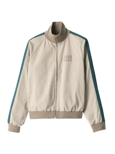 Miu Miu Women's Washed Twill Blouson Jacket - Beige Khaki - Size 4 | Thumbnail 1 Miu Miu Women's Washed Twill Blouson Jacket - Beige Khaki - Size 4 | Thumbnail 1