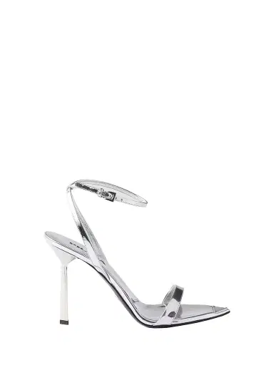 Prada Women's Metallic Leather High-Heeled Sandals - Silver | Thumbnail 1 Prada Women's Metallic Leather High-Heeled Sandals - Silver | Thumbnail 1