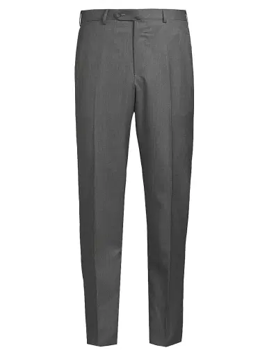 Isaia Men's Basic Extended-Tab Wool Trousers - Light Grey | Thumbnail 1 Isaia Men's Basic Extended-Tab Wool Trousers - Light Grey | Thumbnail 1