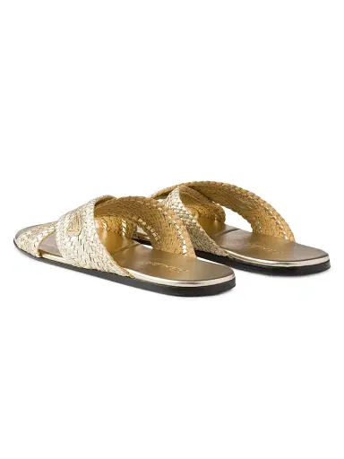 Prada Women's Woven Leather Crisscross Slides | Thumbnail 3 Prada Women's Woven Leather Crisscross Slides | Thumbnail 3