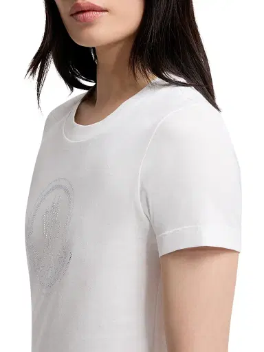Moncler Women's Cotton Crewneck T-Shirt - White | Thumbnail 4 Moncler Women's Cotton Crewneck T-Shirt - White | Thumbnail 4