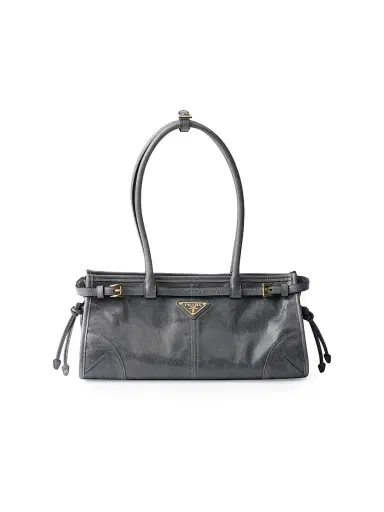 Prada Women's Bonnie Medium Leather Top Handle Bag - Blue Grey | Thumbnail 1 Prada Women's Bonnie Medium Leather Top Handle Bag - Blue Grey | Thumbnail 1