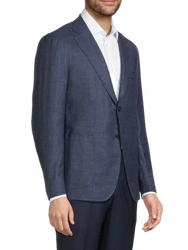 Isaia Men's Unito Soft Summer Delain Jacket - Blue Medio - Size 46 | Thumbnail 4 Isaia Men's Unito Soft Summer Delain Jacket - Blue Medio - Size 46 | Thumbnail 4