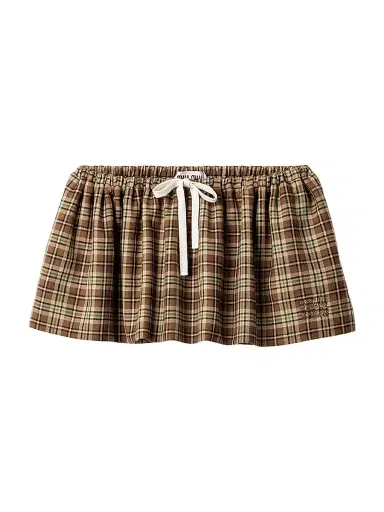 Miu Miu Women's Plaid Mini-Skirt - Brown - Size 8 | Thumbnail 1 Miu Miu Women's Plaid Mini-Skirt - Brown - Size 8 | Thumbnail 1