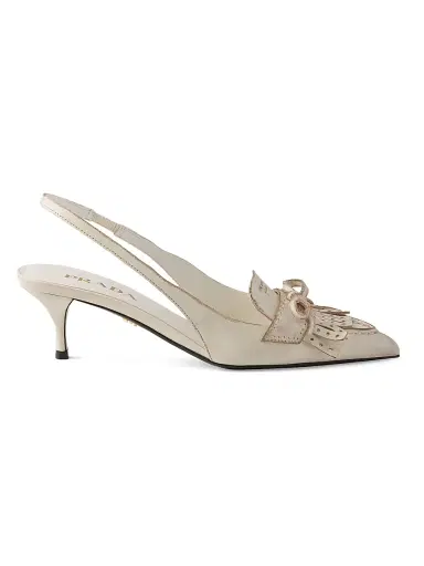 Prada Women's Leather Slingback Pumps - Beige Khaki | Thumbnail 1 Prada Women's Leather Slingback Pumps - Beige Khaki | Thumbnail 1