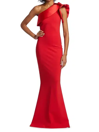 Chiara Boni La Petite Robe Women's Kika Ra Ruffled One-Shoulder Trumpet Gown | Thumbnail 2 Chiara Boni La Petite Robe Women's Kika Ra Ruffled One-Shoulder Trumpet Gown | Thumbnail 2