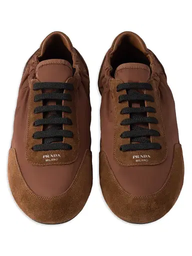 Prada Women's Collapse Re-Nylon and Suede Sneakers - Brown | Thumbnail 3 Prada Women's Collapse Re-Nylon and Suede Sneakers - Brown | Thumbnail 3
