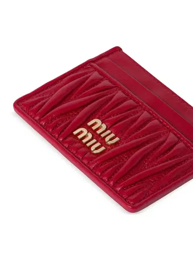 Miu Miu Women's Matelassé Nappa Leather Card Holder - Red | Thumbnail 3 Miu Miu Women's Matelassé Nappa Leather Card Holder - Red | Thumbnail 3