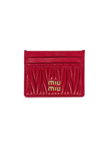 Miu Miu Women's Matelassé Nappa Leather Card Holder - Red | Thumbnail 1 Miu Miu Women's Matelassé Nappa Leather Card Holder - Red | Thumbnail 1